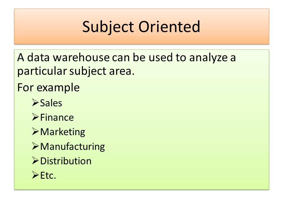 Subject Oriented Data Warehouse انبار داده
